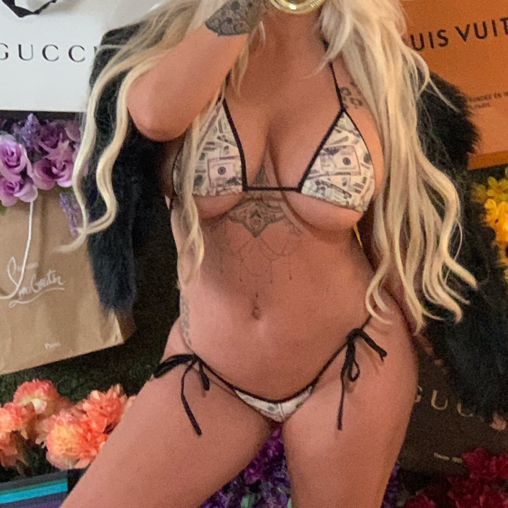 Money Dollar Cash Bling Bikini Lingerie Swimsuit Set